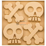 พิมพ์ซิลิโคน รูปหัวกะโหลก และกระดูกไขว้ 4 หลุม พิมพ์ซิลิโคน รูปหัวกะโหลก และกระดูกไขว้ 4 หลุม - อุปกรณ์เบเกอรี่
