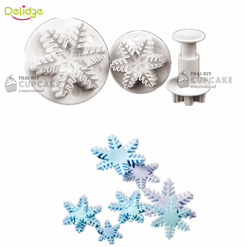 พิมพ์ลายฟองดอง Snowflake แบบ 2 เกล็ดหิมะ 3 ชิ้น พิมพ์ลายฟองดอง Snowflake แบบ 2 เกล็ดหิมะ 3 ชิ้น - อุปกรณ์เบเกอรี่