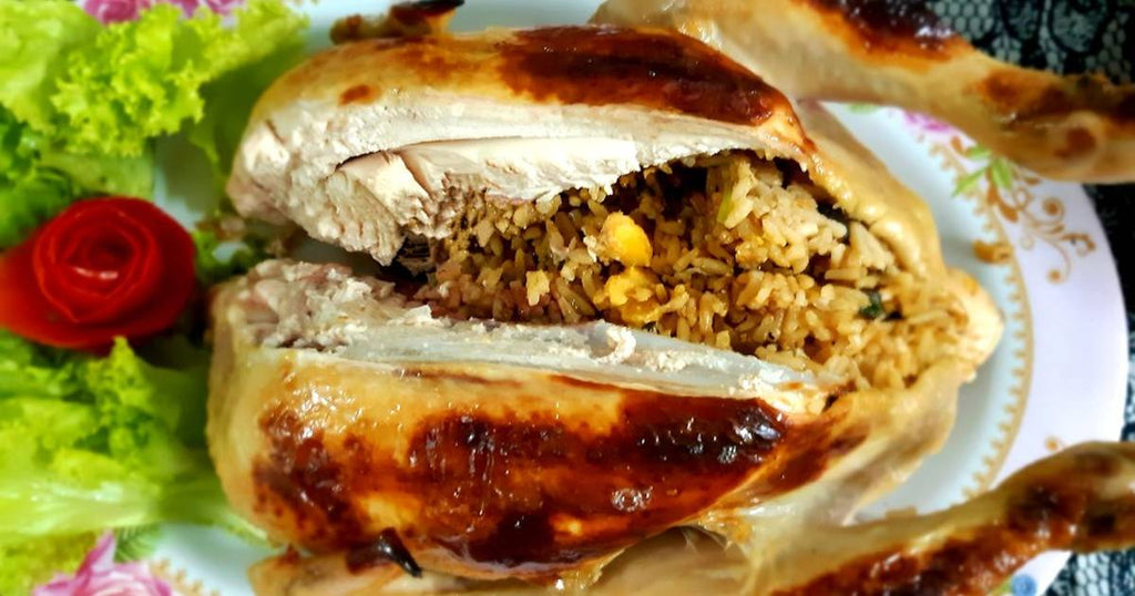 สูตรทำไก่ยัดไส้ข้าวผัดกุนเชียงแปะก๊วย