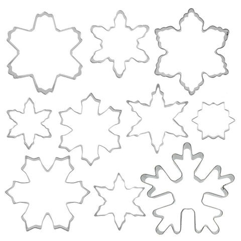 ชุดพิมพ์กดคุกกี้ แสตนเลส คริสต์มาส เกล็ดหิมะ Snowflake รูปดาว รูปใบไม้ หลากแบบ 10 ชิ้น/ชุด
