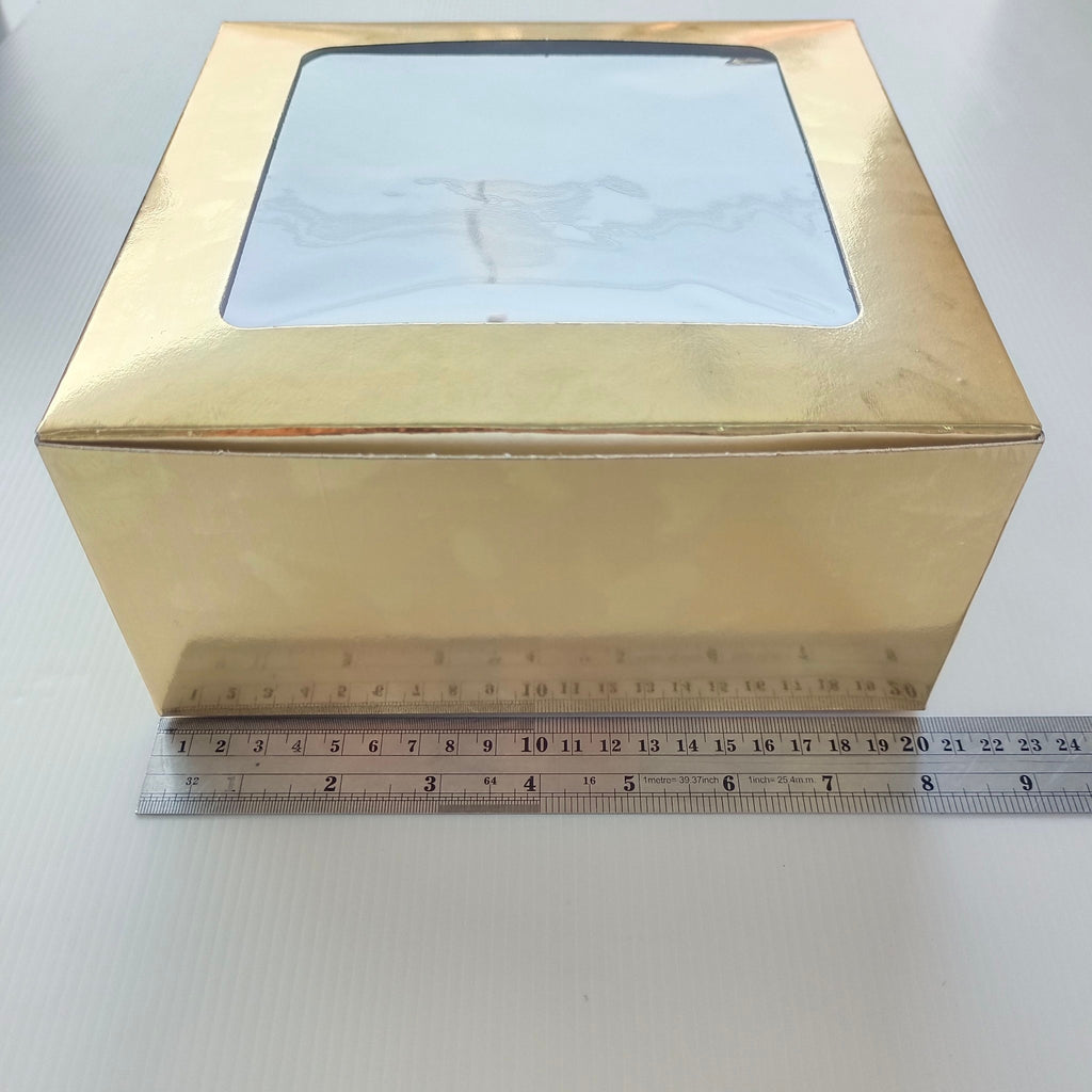 HP044 ตราสนคู่ กล่องเค้กแฮนเมด 1 ปอนด์ เจาะสูง สีบรอนซ์ทอง (10 ใบ)