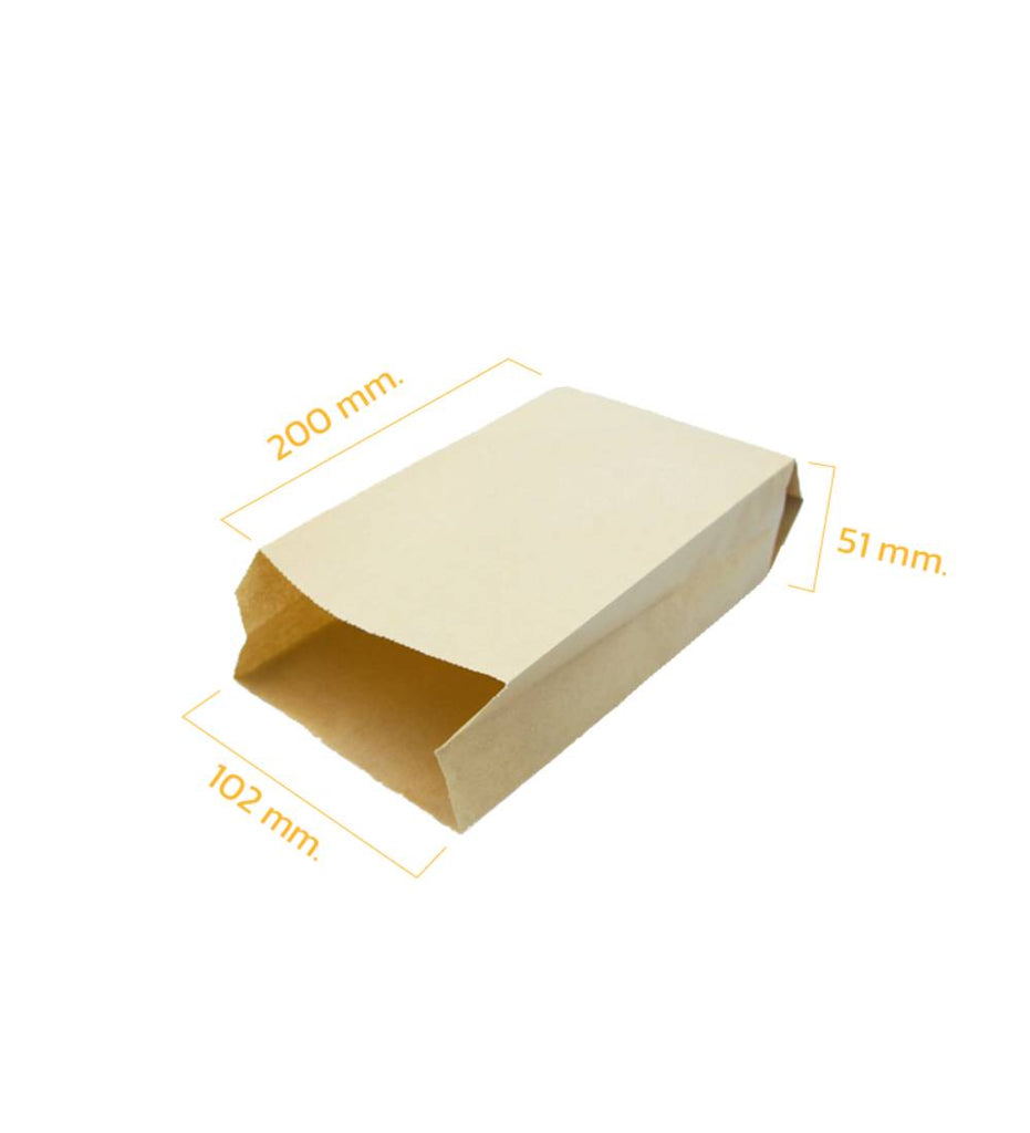 Utray ถุงกระดาษน้ำตาล SAT#12 ยาว 200 มม. กว้าง 102 มม. ขยาย 51 มม. 100 ชิ้น