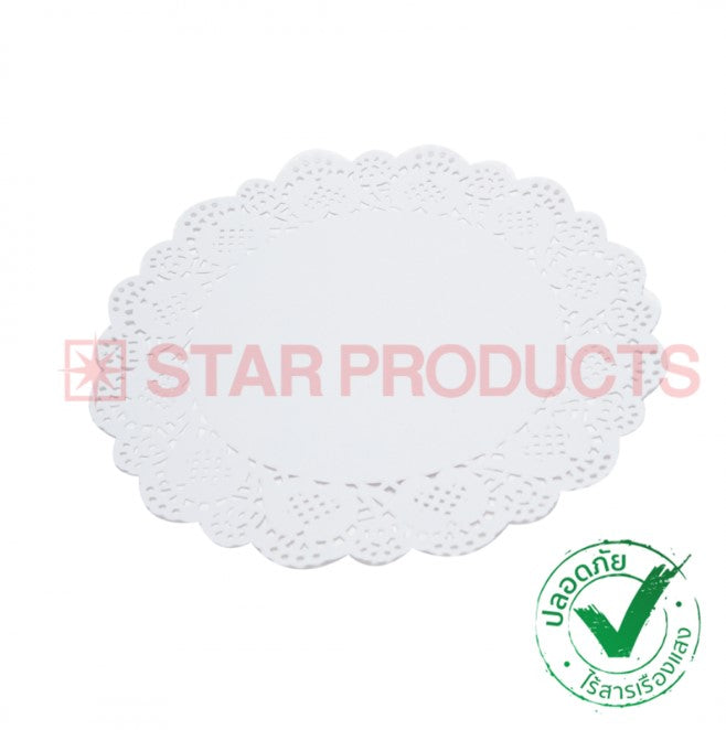 กระดาษดอลลี่ สีขาว ลายลูกไม้ รองเค้ก Doilies Paper 0035 ขนาด 3.5 นิ้ว 50 ชิ้น