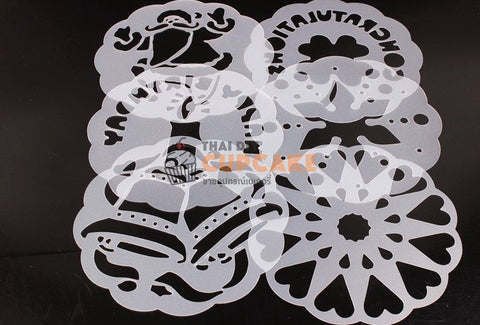 แผ่นลายฉลุ สเตนซิล Stencils ทำลาย คำอวยพร ข้อความยินดี คริสต์มาส ตกแต่งหน้าเค้ก 6 ชิ้น/ชุด ขนาด 20 ซม. แผ่นลายฉลุ สเตนซิล Stencils ทำลาย คำอวยพร ข้อความยินดี คริสต์มาส ตกแต่งหน้าเค้ก 6 ชิ้น/ชุด ขนาด 20 ซม. - อุปกรณ์เบเกอรี่