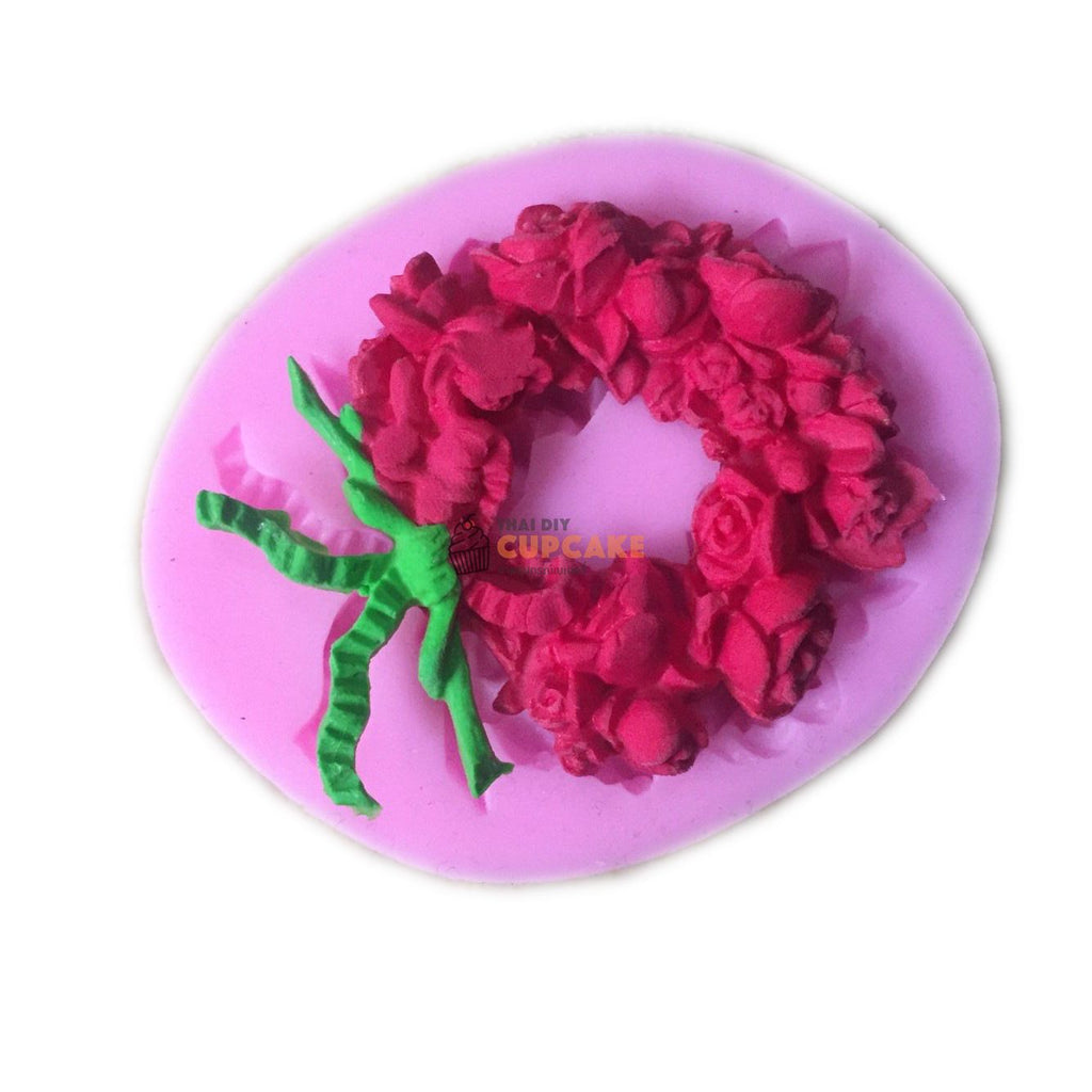 พิมพ์ซิลิโคน รูปพวงมาลัยดอกกุหลาบ ดอกไม้ ทำช็อคโกแลต ฟองดอง ตกแต่งเค้ก พิมพ์ซิลิโคน รูปพวงมาลัยดอกกุหลาบ ดอกไม้ ทำช็อคโกแลต ฟองดอง ตกแต่งเค้ก - อุปกรณ์เบเกอรี่