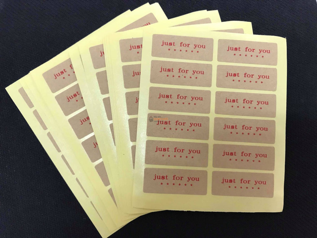 สติ๊กเกอร์ กระดาษคราฟท์ พิมพ์ just for you ขนาด 1.5x4 ซม. 10 แผ่น 120 ดวง สติ๊กเกอร์ กระดาษคราฟท์ พิมพ์ just for you ขนาด 1.5x4 ซม. 10 แผ่น 120 ดวง - อุปกรณ์เบเกอรี่