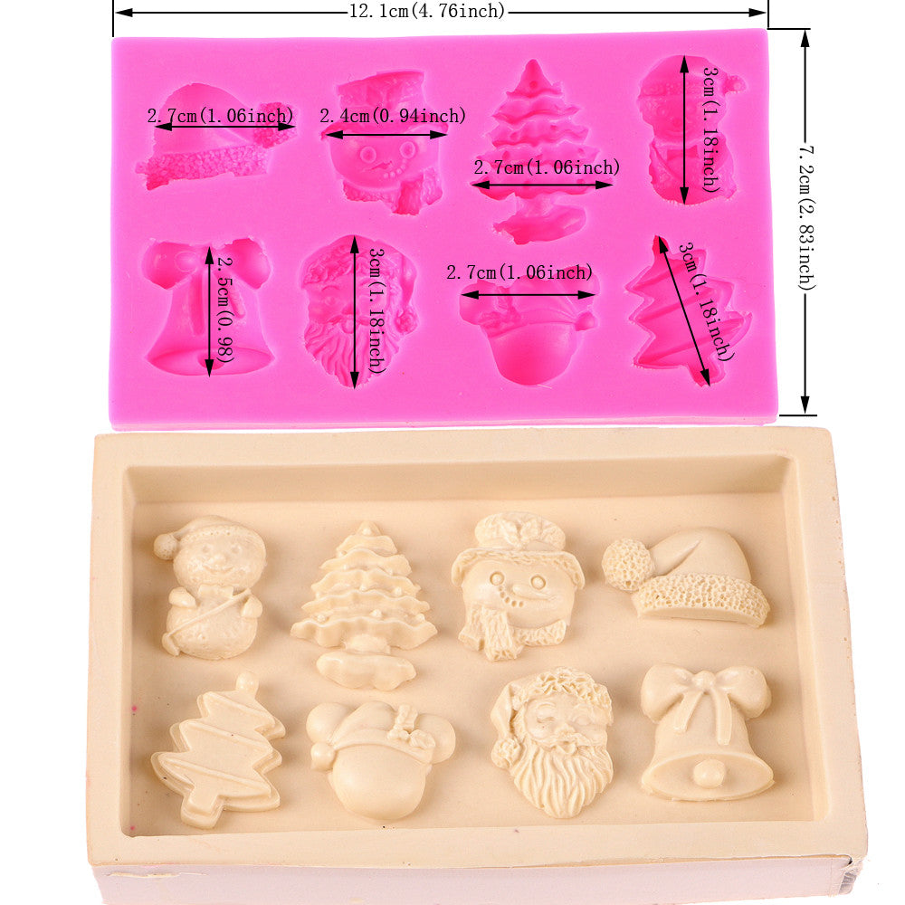 แม่พิมพ์ซิลิโคน ซานต้า ต้นสน กระดิ่ง Snowman ตกแต่ง วันคริสต์มาส 8 แบบ ชิ้นใหญ่ แม่พิมพ์ซิลิโคน ซานต้า ต้นสน กระดิ่ง Snowman ตกแต่ง วันคริสต์มาส 8 แบบ ชิ้นใหญ่ - อุปกรณ์เบเกอรี่