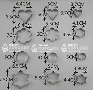 พิมพ์กดคุกกี้ รูปดาว รูปหัวใจ รูปดอกพลัม รูปวงกลม 12 ชิ้น พิมพ์กดผลไม้ ผัก ทำจากสแตนเลส พิมพ์กดคุกกี้ รูปดาว รูปหัวใจ รูปดอกพลัม รูปวงกลม 12 ชิ้น พิมพ์กดผลไม้ ผัก ทำจากสแตนเลส - อุปกรณ์เบเกอรี่
