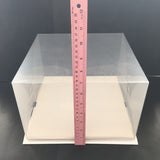 กล่องโชว์เค้ก สำหรับเค้ก 2 ปอนด์ 10 นิ้ว แบบใส ฐานขาว PVC 1 กล่อง ฐาน 26x26 ซม. สูง 17 ซม
