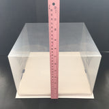 กล่องโชว์เค้ก สำหรับเค้ก 2 ปอนด์ 10 นิ้ว แบบใส ฐานขาว PVC 1 กล่อง ฐาน 26x26 ซม. สูง 17 ซม