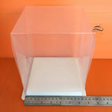 กล่องโชว์เค้ก สำหรับเค้ก 1/2 ปอนด์ ฝาใสสูง ฐานขาว PVC 1 กล่อง ฐาน 16x16 ซม. สูง 20 ซม.