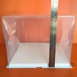 กล่องโชว์เค้ก สำหรับเค้ก 3 ปอนด์ ฝาใสสูง ฐานขาว PVC 1 กล่อง ฐาน 31x31 ซม. สูง 25 ซม.