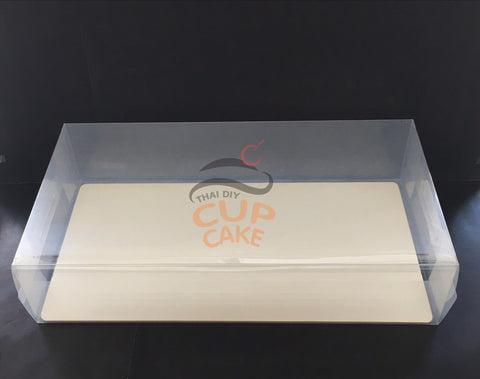 กล่องโชว์เค้ก สี่เหลี่ยมผืนผ้า ฐานขาว ฝา PVC ขนาด 51*26.2*12 ซม.