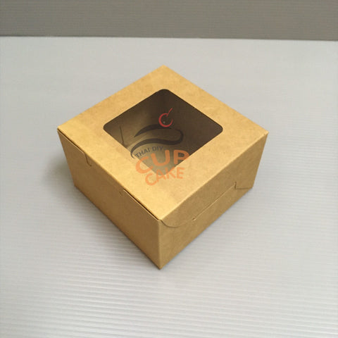 กล่องบราวนี่ กระดาษคราฟท์ มีหน้าต่าง ขนาด 10x10 ซม. สูง 6 ซม. 10 กล่อง/ชุด