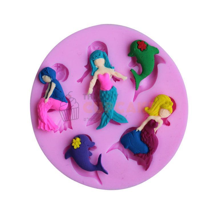 พิมพ์ซิลิโคน Mermaid นางเงือก โลมา 5 แบบ พิมพ์ซิลิโคน Mermaid นางเงือก โลมา 5 แบบ - อุปกรณ์เบเกอรี่