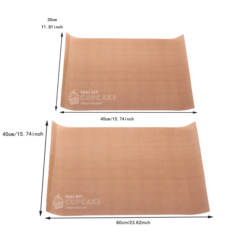 แผ่นรองอบเทฟลอน สีน้ำตาล Teflon ขนาดใหญ่ 60x40 ซม. 1 แผ่น แผ่นรองอบเทฟลอน สีน้ำตาล Teflon ขนาดใหญ่ 60x40 ซม. 1 แผ่น - อุปกรณ์เบเกอรี่