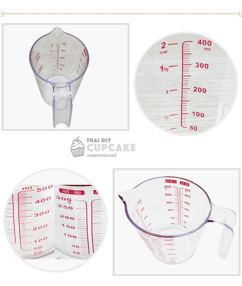 ถ้วยตวง พลาสติกแข็งใส พร้อมหูจับ ขนาด 250 มิลลิลิตร ถ้วยตวง พลาสติกแข็งใส พร้อมหูจับ ขนาด 250 มิลลิลิตร - อุปกรณ์เบเกอรี่