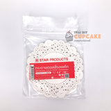 กระดาษดอลลี่ สีขาว ลายลูกไม้ รองเค้ก Doilies Paper 0035 ขนาด 3.5 นิ้ว 50 ชิ้น