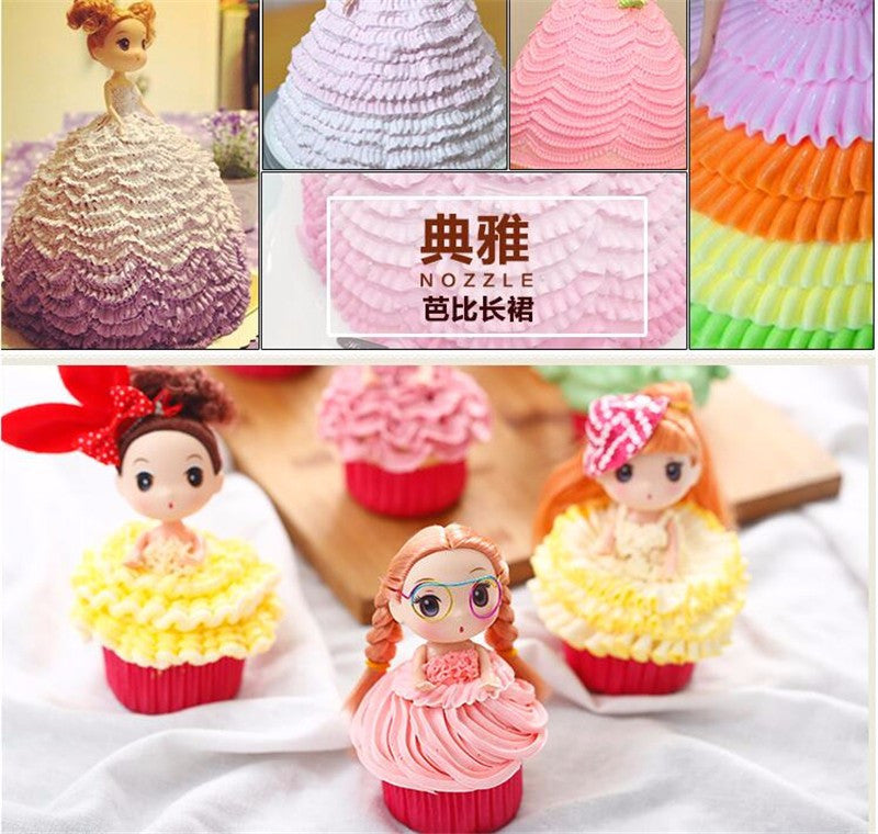 หัวบีบ ลายกระโปรงตุ๊กตา ตกแต่งเค้ก 7 ชิ้น/เซ็ท ทำจากสแตนเลส พร้อมถุงและตัวล๊อค หัวบีบ ลายกระโปรงตุ๊กตา ตกแต่งเค้ก 7 ชิ้น/เซ็ท ทำจากสแตนเลส พร้อมถุงและตัวล๊อค - อุปกรณ์เบเกอรี่