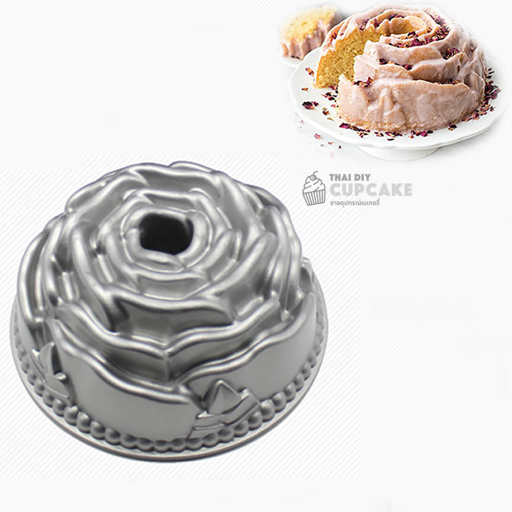 พิมพ์เค้กอะลูมิเนียม รูปดอกกุหลาบ มีรูตรงกลาง Bundt Pan Non-stick 10 นิ้ว 1 ชิ้น พิมพ์เค้กอะลูมิเนียม รูปดอกกุหลาบ มีรูตรงกลาง Bundt Pan Non-stick 10 นิ้ว 1 ชิ้น - อุปกรณ์เบเกอรี่